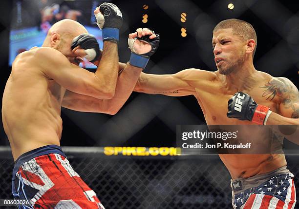 DaMarques Johnson battles James Wilks of Team UK during their Welterweight bout at The Ultimate Fighter 9: Team US vs. UK Finale at the Pearl at the...