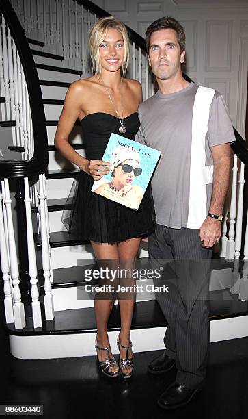 Model Jessica Hart and Justin Mitchell attend Social Life Magazine's June Issue release party at The Social Life Estate on June 20, 2009 in...