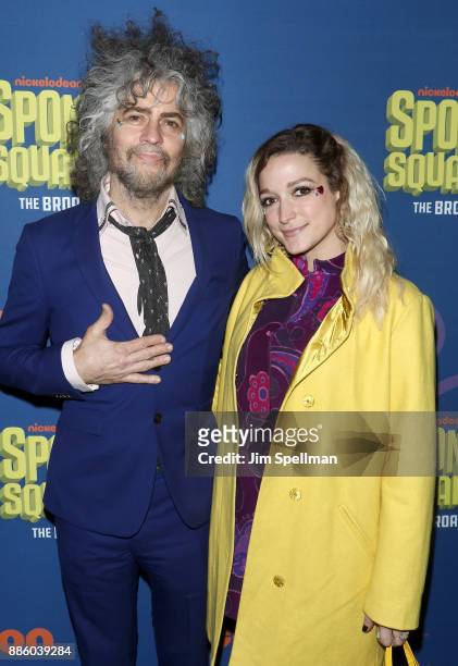 Songwriter Wayne Coyne and guest attend the"Spongebob Squarepants" Broadway opening night at Palace Theatre on December 4, 2017 in New York City.