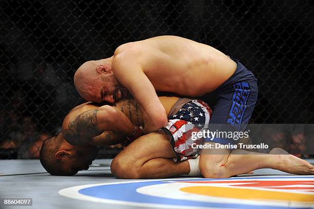 DaMarques Johnson and James Wilks during their bout for the Lightweight Champion title at the UFC Ultimate Fighter 9: Team US vs. UK Finale at the...