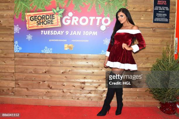 Abbie Holborn attends a Christmas Photocall in Santa's Grotto Leicester Square on December 5, 2017 in London, England.