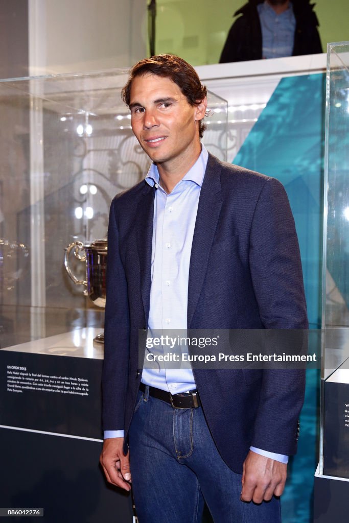 Rafa Nadal Attends A Meeting At Telefonica Flagship Store in Madrid