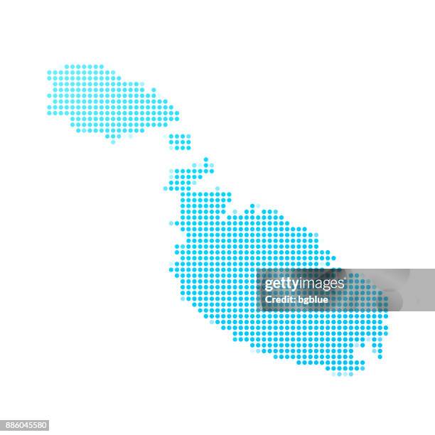 malta map of blue dots on white background - malta business stock illustrations