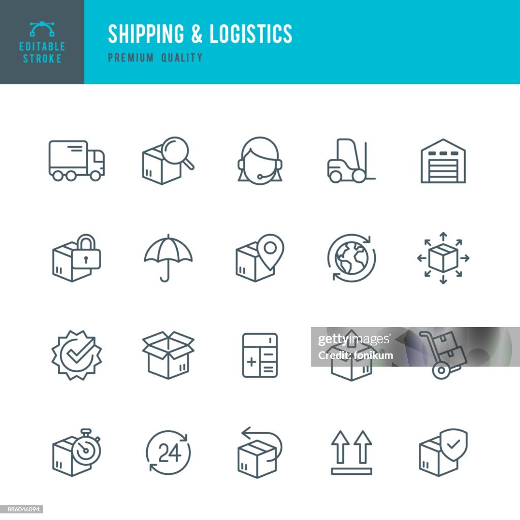 Shipping & Logistic - set of thin line vector icons