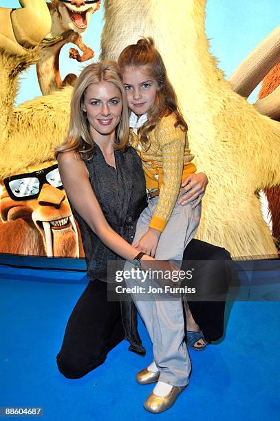 Donna Air and Daughter Freya attends the VIP screening of 'Ice Age 3' at Empire Leicester Square on June 21, 2009 in London, England.