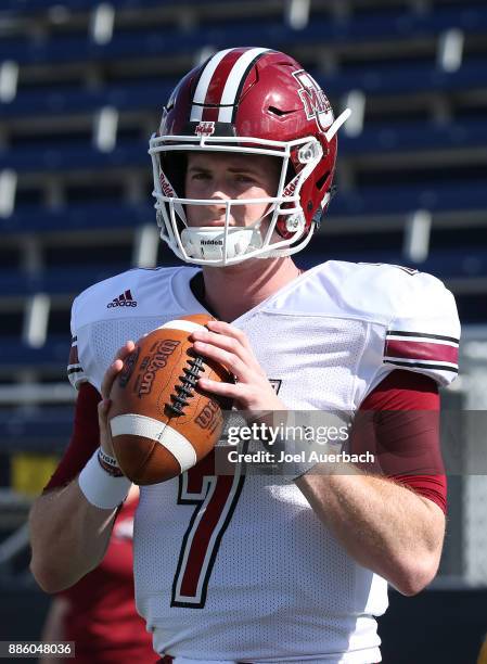 Andrew Ford of the Massachusetts Minutemen warms up prior to the game against the Florida International Golden Panthers on December 2, 2017 at...