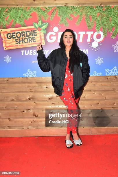 Marnie Simpson attends a Christmas Photocall in Santa's Grotto at Leicester Square on December 5, 2017 in London, England.