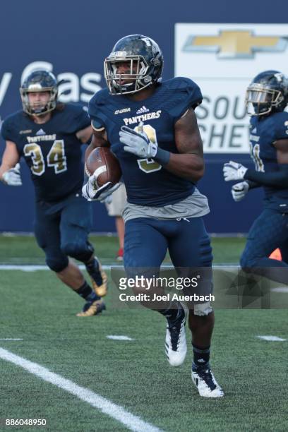Bryce Singleton of the Florida International Golden Panthers runs with the ball against the Massachusetts Minutemen on December 2, 2017 at Riccardo...