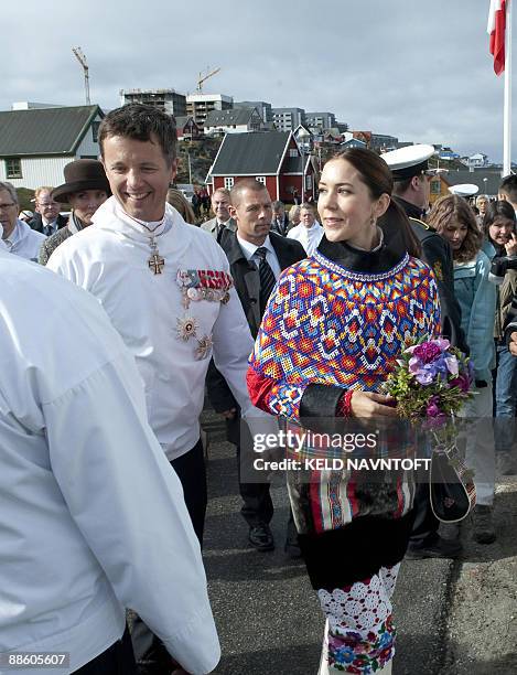 Crown Prince Frederik and Crown Princess Mary of Denmark attend the ceremonies to celebrate the new era of self rule of Greenland in Nuuk on June 21,...