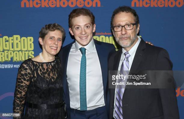 Actor Ethan Slater and parents attend the "Spongebob Squarepants" Broadway opening night after party at The Ziegfeld Ballroom on December 4, 2017 in...