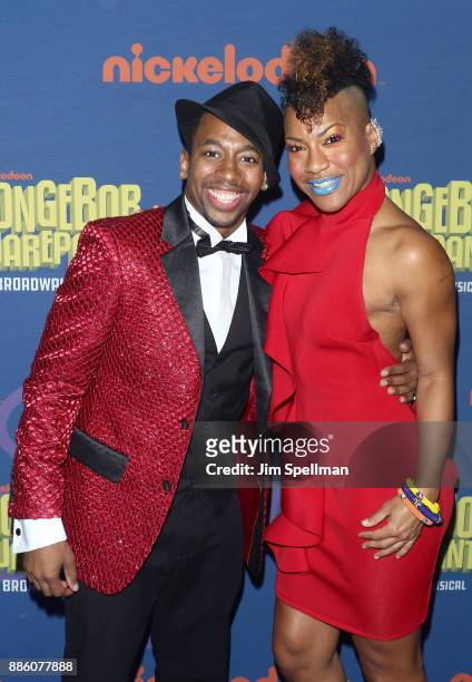 Actors Robert Taylor Jr. And Oneika Phillips attend the "Spongebob Squarepants" Broadway opening night after party at The Ziegfeld Ballroom on...