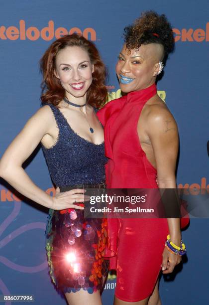 Actresses Lauralyn McClelland and Oneika Phillips attend the "Spongebob Squarepants" Broadway opening night after party at The Ziegfeld Ballroom on...