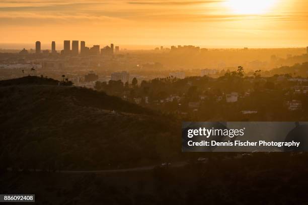 los angeles sunset view - hollywood hills los angeles stock pictures, royalty-free photos & images