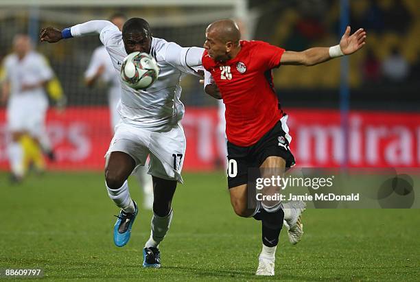 Jozy Altidore of USA battles with Mohamed Aboutrika of Egypt during the FIFA Confederations Cup match between Egypt and USA at Royal Bafokeng Stadium...