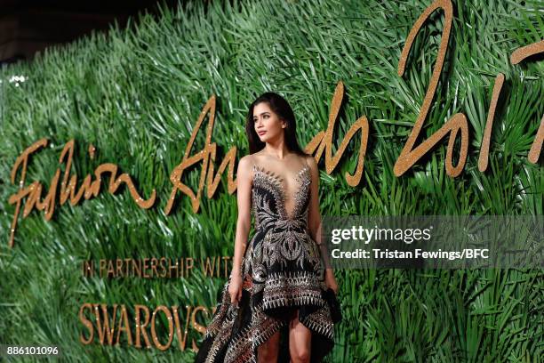 Praya Lundberg attends The Fashion Awards 2017 in partnership with Swarovski at Royal Albert Hall on December 4, 2017 in London, England.