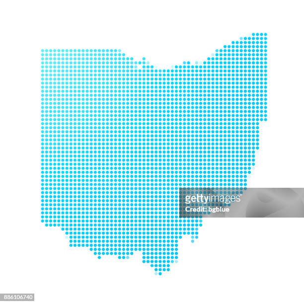 ohio map of blue dots on white background - ohio stock illustrations