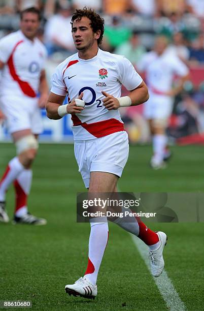 Danny Cipriani of the England Saxons in action as he substituted late in the game against Ireland A during the Churchill Cup Championship at Dick's...