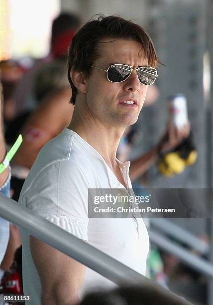 Actor Tom Cruise watches the NASCAR Sprint Cup Series Toyota/Save Mart 350 at the Infineon Raceway on June 21, 2009 in Sonoma, California.