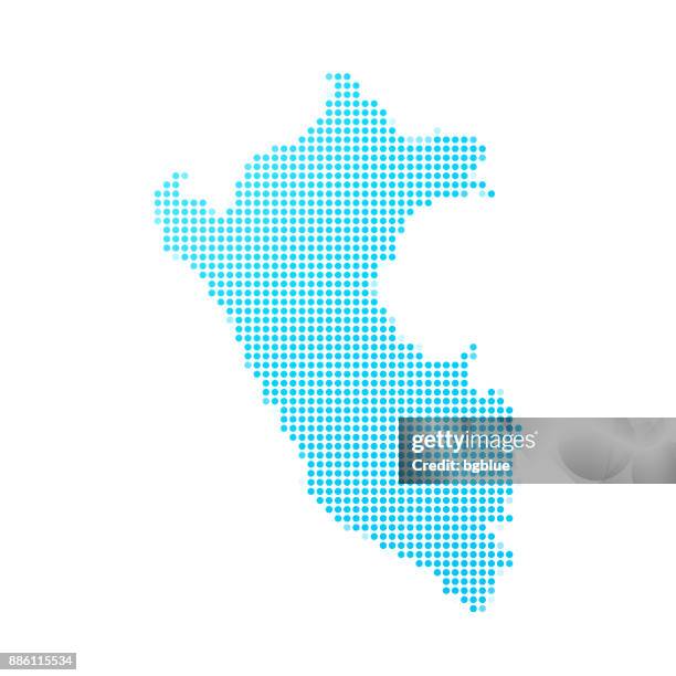 peru map of blue dots on white background - peru stock illustrations