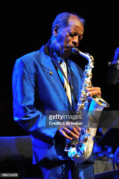 Ornette Coleman performs on stage as part of Meltdown at the Royal Festival Hall on June 21, 2009 in London, England.