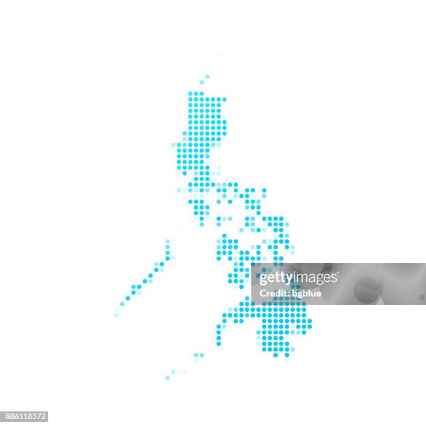philippines map of blue dots on white background - philippine-map-vector stock illustrations