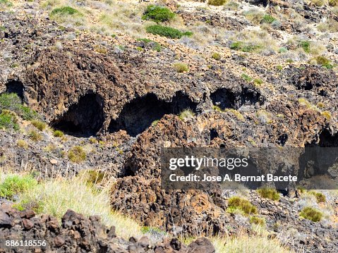 Smooth Rocks Volcano Full Frame Of The Textures Of The Face Of A Smooth Rock Volcanic Of ...