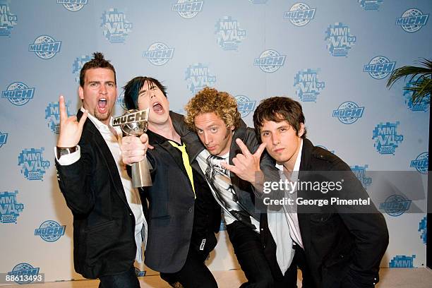 Mike Ayley, Josh Ramsay, Ian Casselman and Matt Webb of Marianas Trench attend the press room at the 20th Annual MuchMusic Video Awards at the...