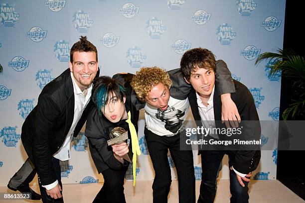 Mike Ayley, Josh Ramsay, Ian Casselman and Matt Webb of Marianas Trench attend the press room at the 20th Annual MuchMusic Video Awards at the...