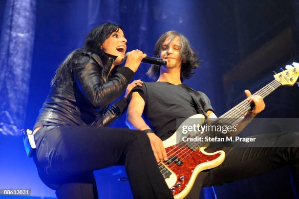 Stefanie Kloss and Johannes Stolle of Silbermond perform on stage at Zenith on May 13, 2009 in Munich, Germany.