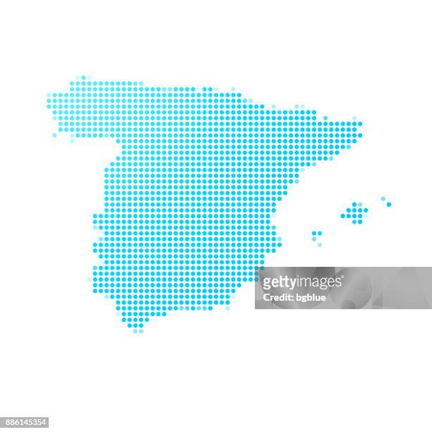 spain map of blue dots on white background - spain stock illustrations