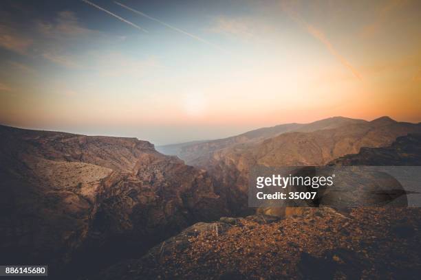 wadi ghul, grand canyon of oman - oman landscape stock pictures, royalty-free photos & images