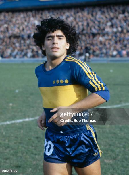 Diego Maradona of Boca Juniors during the Boca Juniors v Talleres match in Buenos Aires, Argentina in 1981.