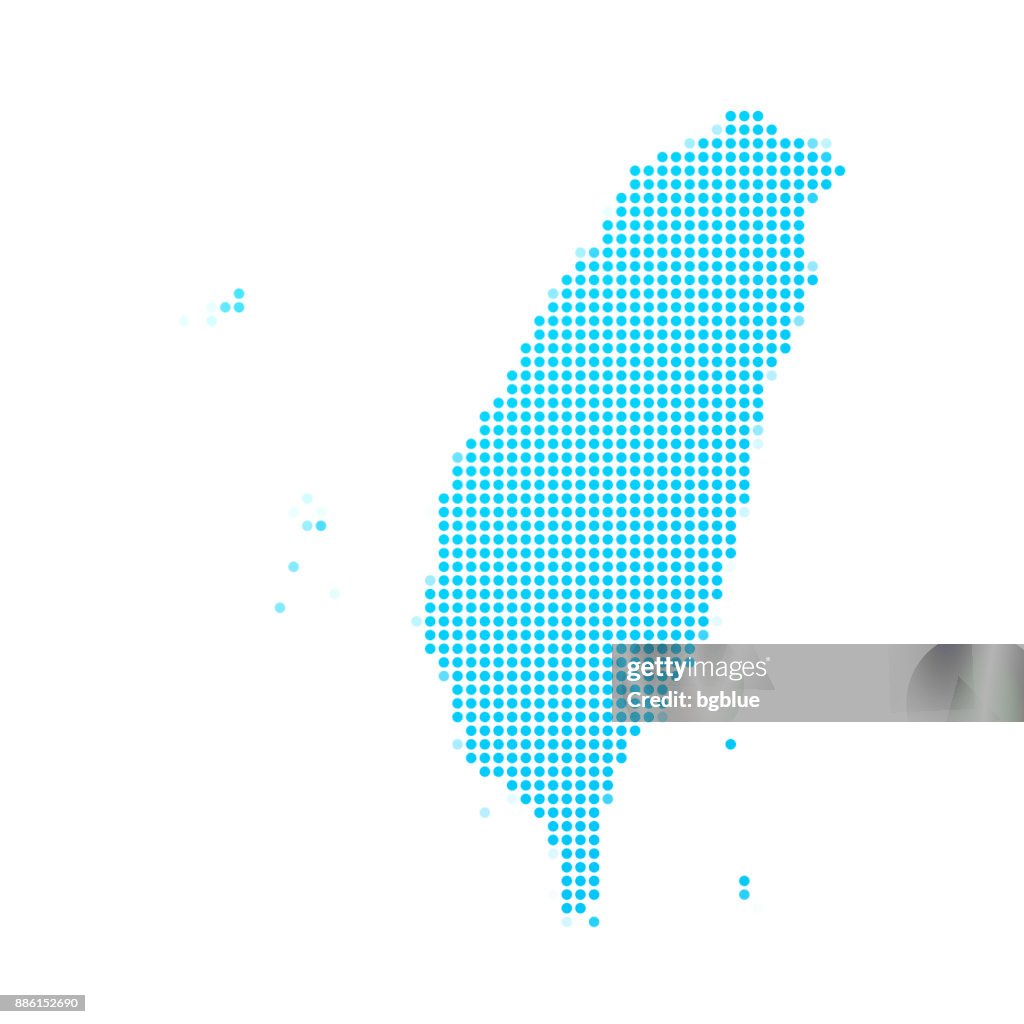 Taiwan map of blue dots on white background