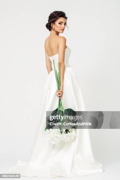 beautiful bride - wedding dress back stock pictures, royalty-free photos & images