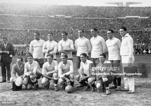 The Uruguay team prior to the FIFA World Cup Semi-Final against Yugoslavia at the Estadio Centenario in Montevideo, 27th July 1930. Uruguay won 6-1....