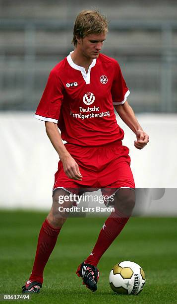 Christoph Buchner runs with the ball during the 1. FC Kaiserslautern team presentation on June 22, 2009 in Kaiserslautern, Germany.