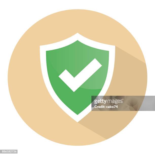 ilustraciones, imágenes clip art, dibujos animados e iconos de stock de casilla de verificación icono de vector de escudo - antivirus software
