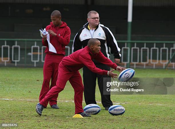 Young offenders take part in a HSBC Penguins coaching session for young offenders to achieve an IRB qualifiication, at Drakenstein Prison on June 22,...