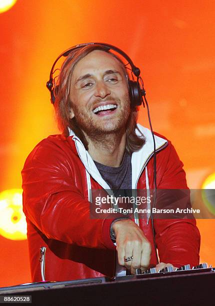 David Guetta performs at the France 2 Live Show " Fete de la Musique" in the Bagatelle Gardens on June 21 in Paris, France.