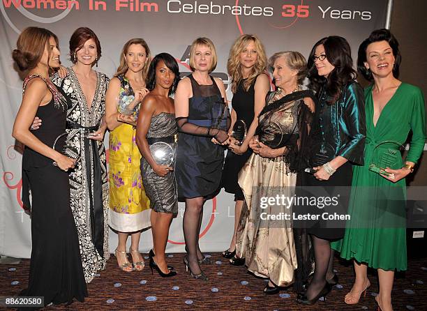 Actresses Eva Mendes, Debra Messing, Annette Bening, Jada Pinkett Smith, Crystal Award Honoree Diane English, Meg Ryan, Cloris Leachman, producer...