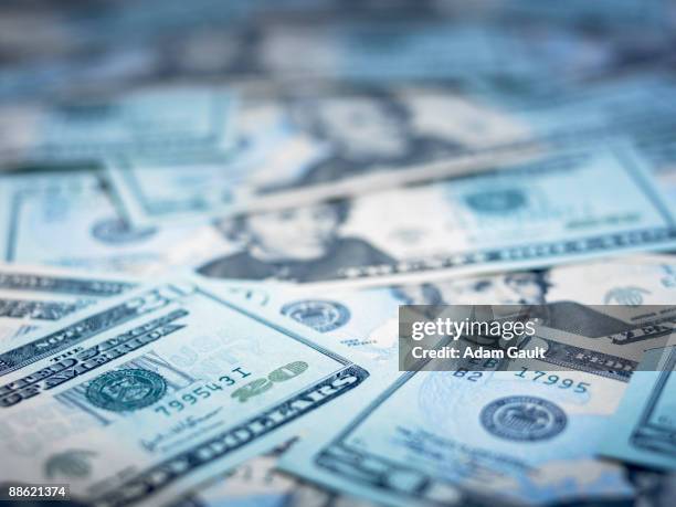 close up of 20 dollar bills - unidade monetária dos estados unidos imagens e fotografias de stock