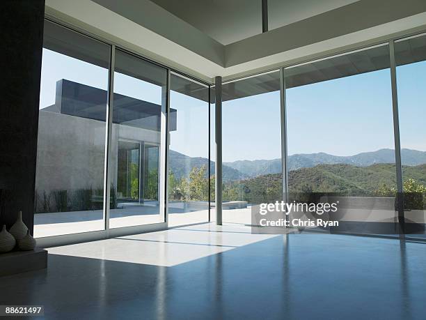 interior of modern living room - concrete architecture stock pictures, royalty-free photos & images
