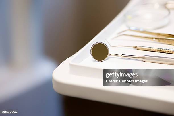 dental equipment - tray of dental tools stock pictures, royalty-free photos & images