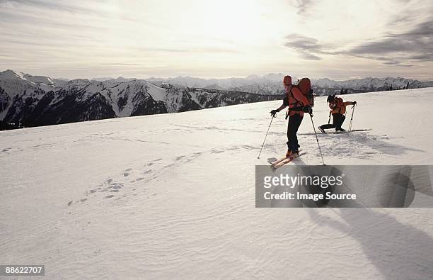 skiers at olympic national park - olympic national park stockfoto's en -beelden