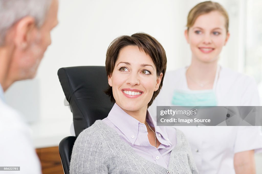 Woman in dentists office