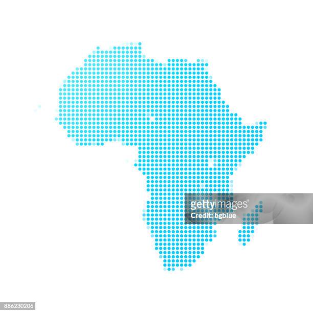 africa map of blue dots on white background - africa stock illustrations