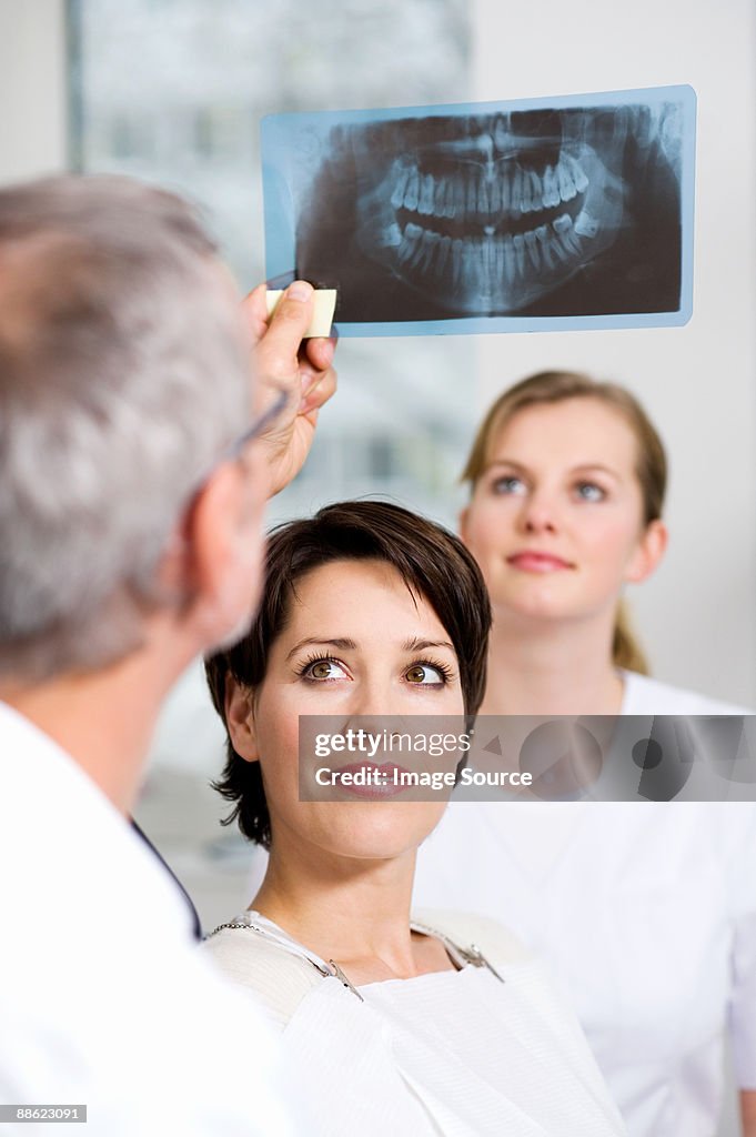 Dentist with patients x-ray
