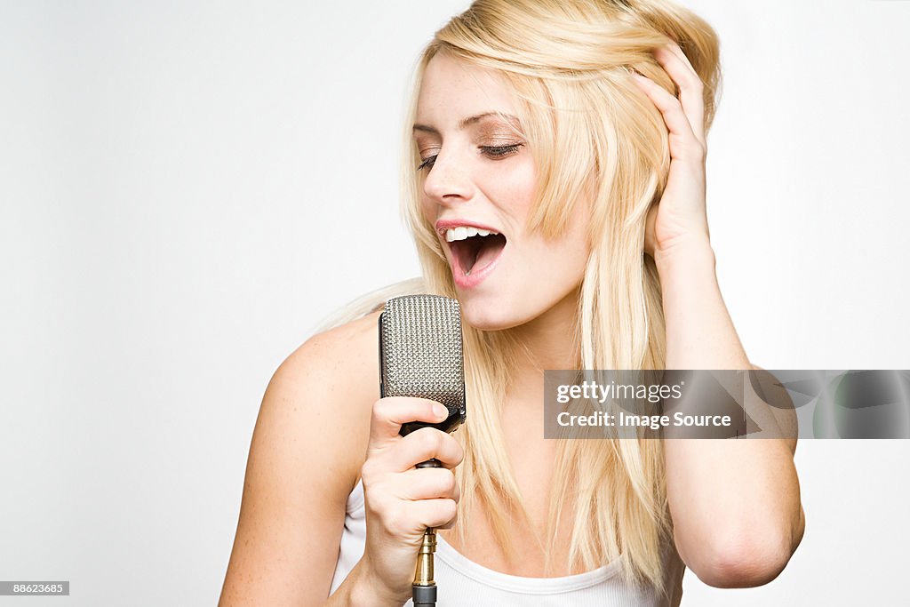 A young woman singing