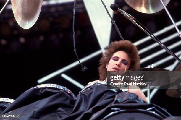 Drummer Terry Bozzio of the band Missing Persons performs at the US Festival in Ontario, California, May 29, 1983.