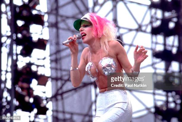 Singer Dale Bozzio of the band Missing Persons performs at the US Festival in Ontario, California, May 29, 1983.
